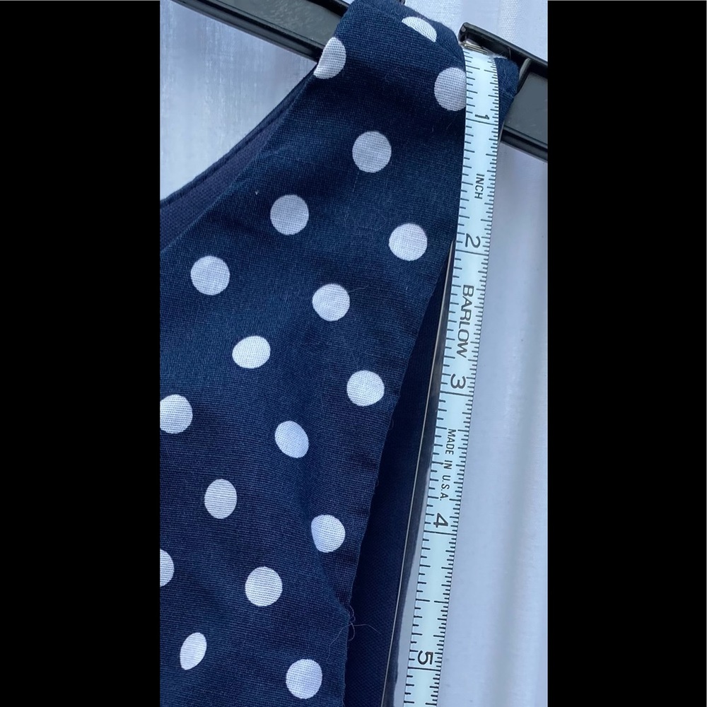Emerald Sundae Sleeveless Navy Polka Dot Party Dress with Attached Slip - Picture 13 of 14